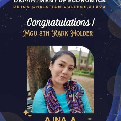 DEPARTMENT CONGRATULATES Ms AJNA A FOR SECURING 8TH RANK