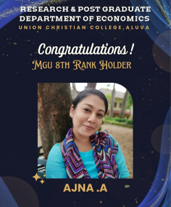 DEPARTMENT CONGRATULATES Ms AJNA A FOR SECURING 8TH RANK